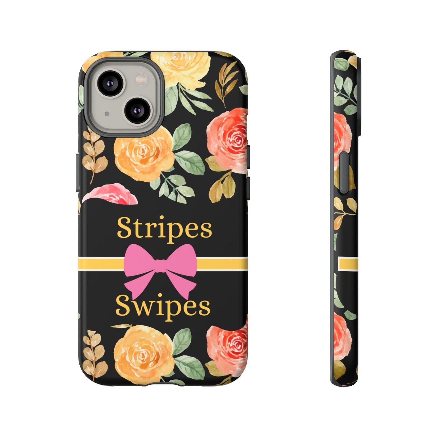 Phone Case iPhone 16/15/14 - Flowers Stripes & Swipes Tough Case