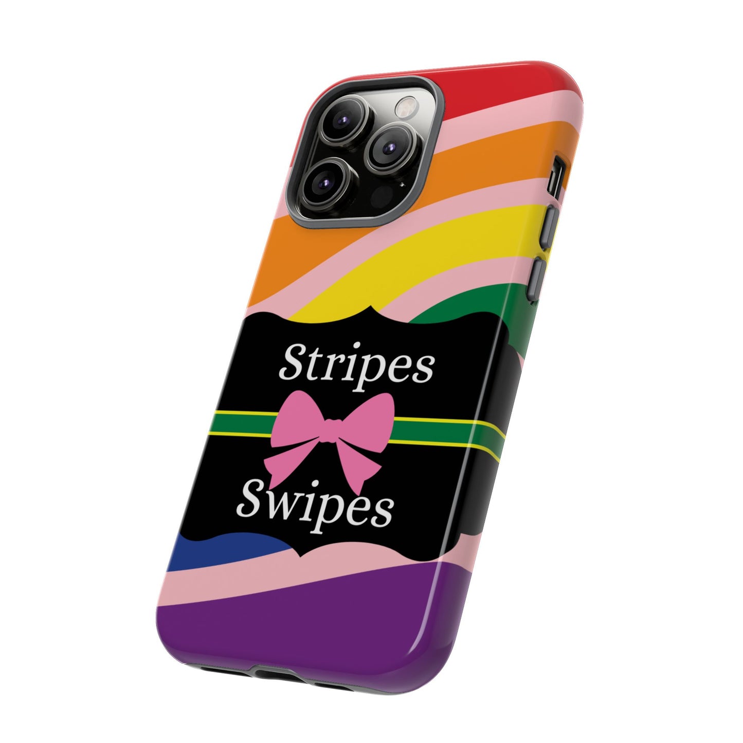 Phone Case iPhone 16/15/14 - Wavy Vivid/Pink Stripes & Swipes Tough Case