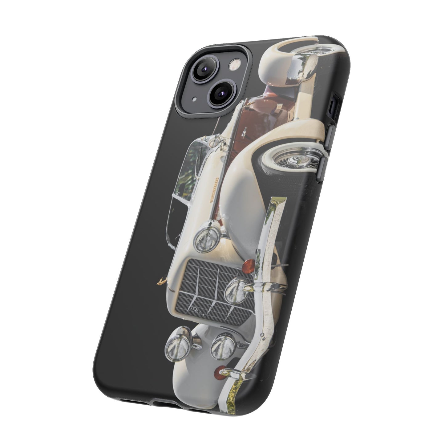 Phone Case iPhone 16/15/14 - Beige Vintage Car Tough Case