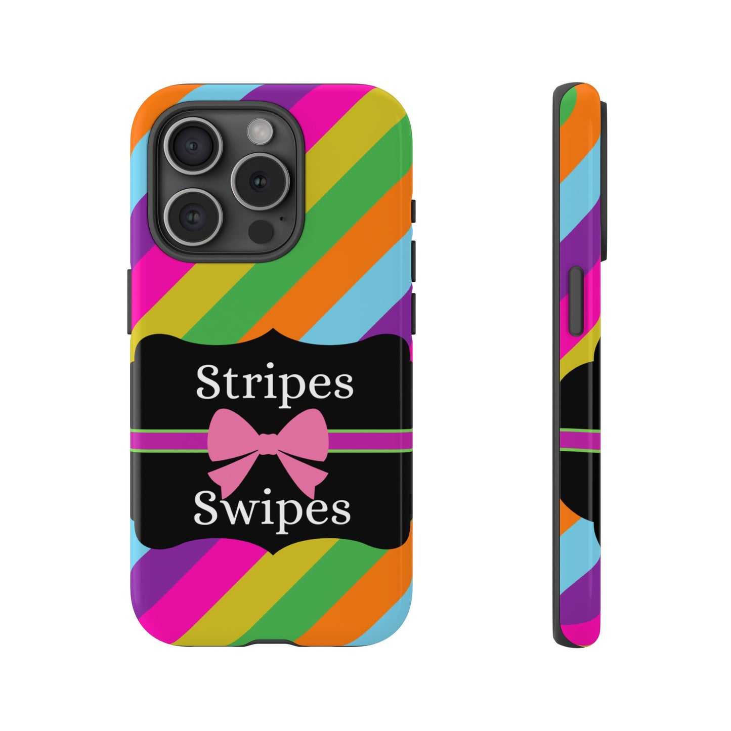 Phone Case iPhone 16/15/14 - Diagonal Vivid Stripes & Swipes Tough Case