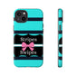 Phone Case iPhone 16/15/14 - Blue/Black Stripes & Swipes Tough Case