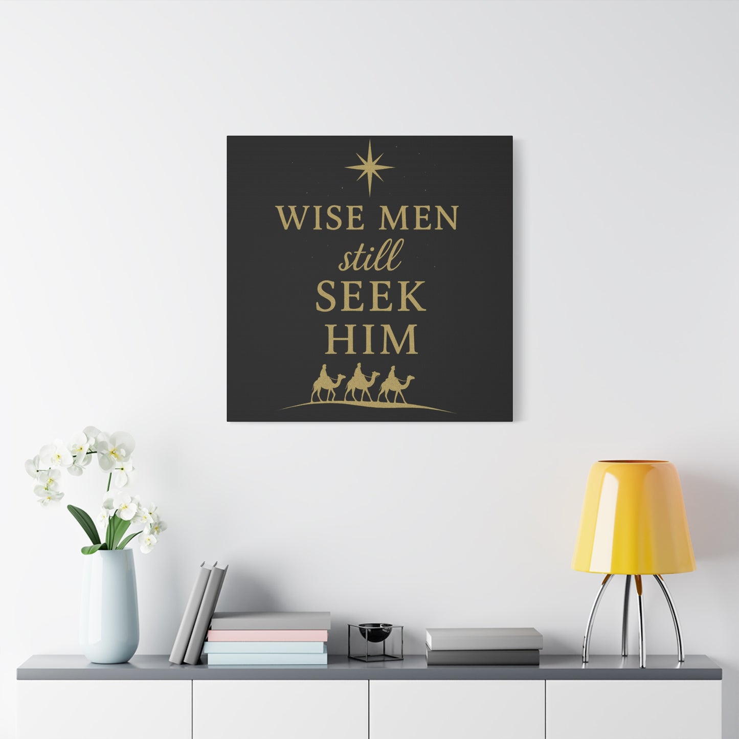 Canvas Wall Art - "Wise Men Still Seek Him" Gold Nativity Print