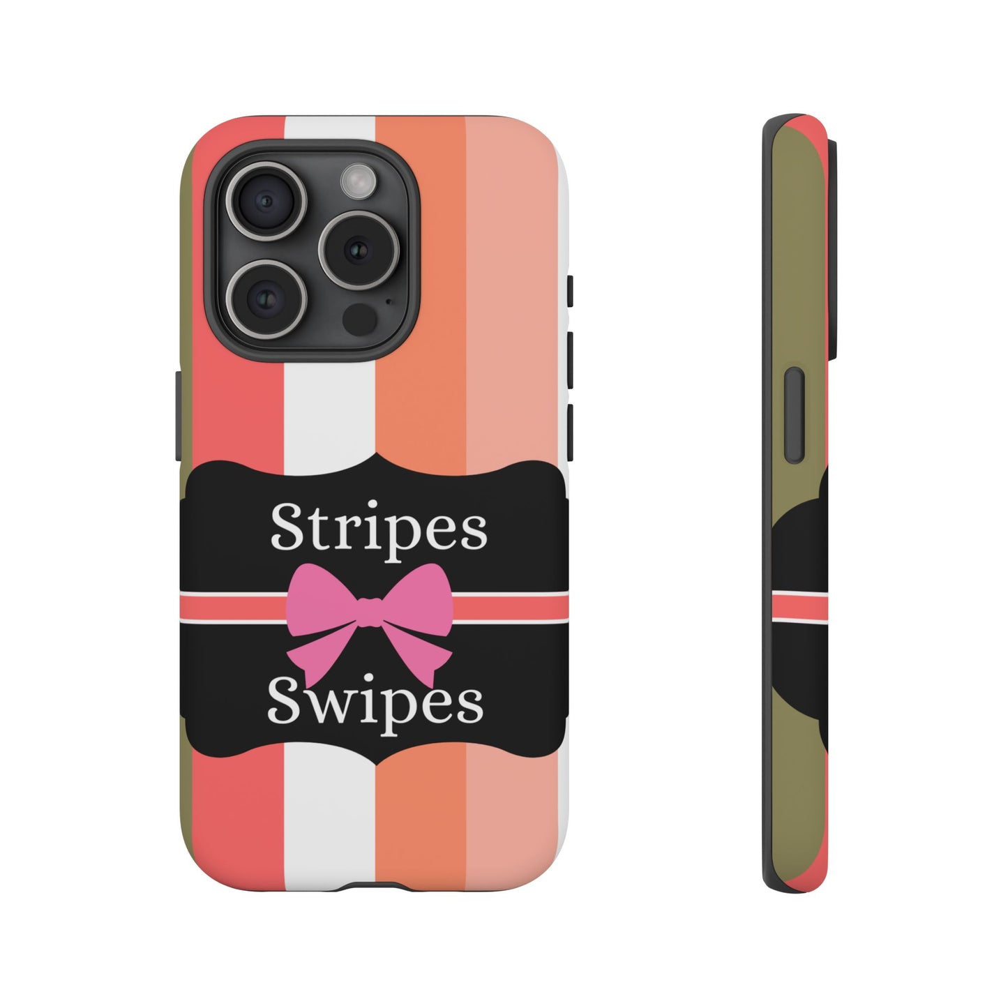 Phone Case iPhone 16/15/14 - Peachy Stripes & Swipes Tough Case