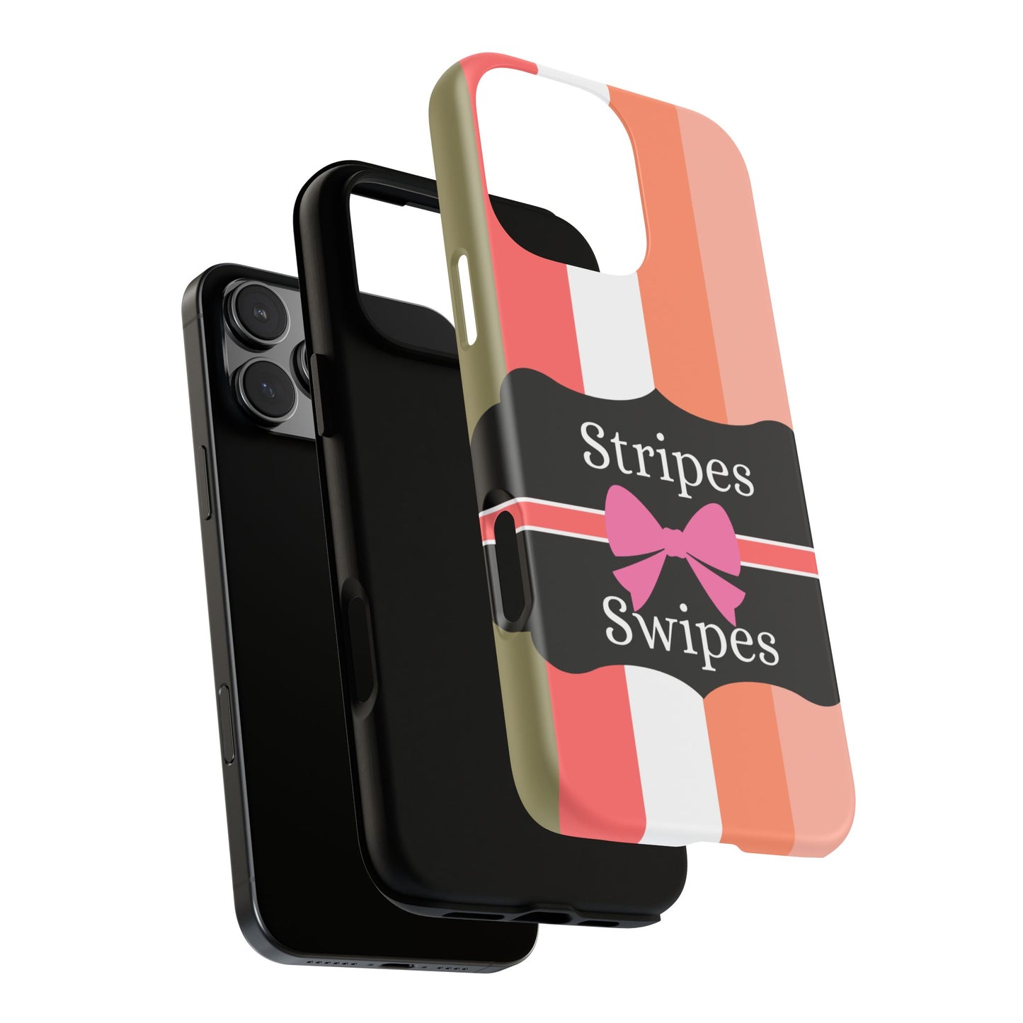 Phone Case iPhone 16/15/14 - Peachy Stripes & Swipes Tough Case