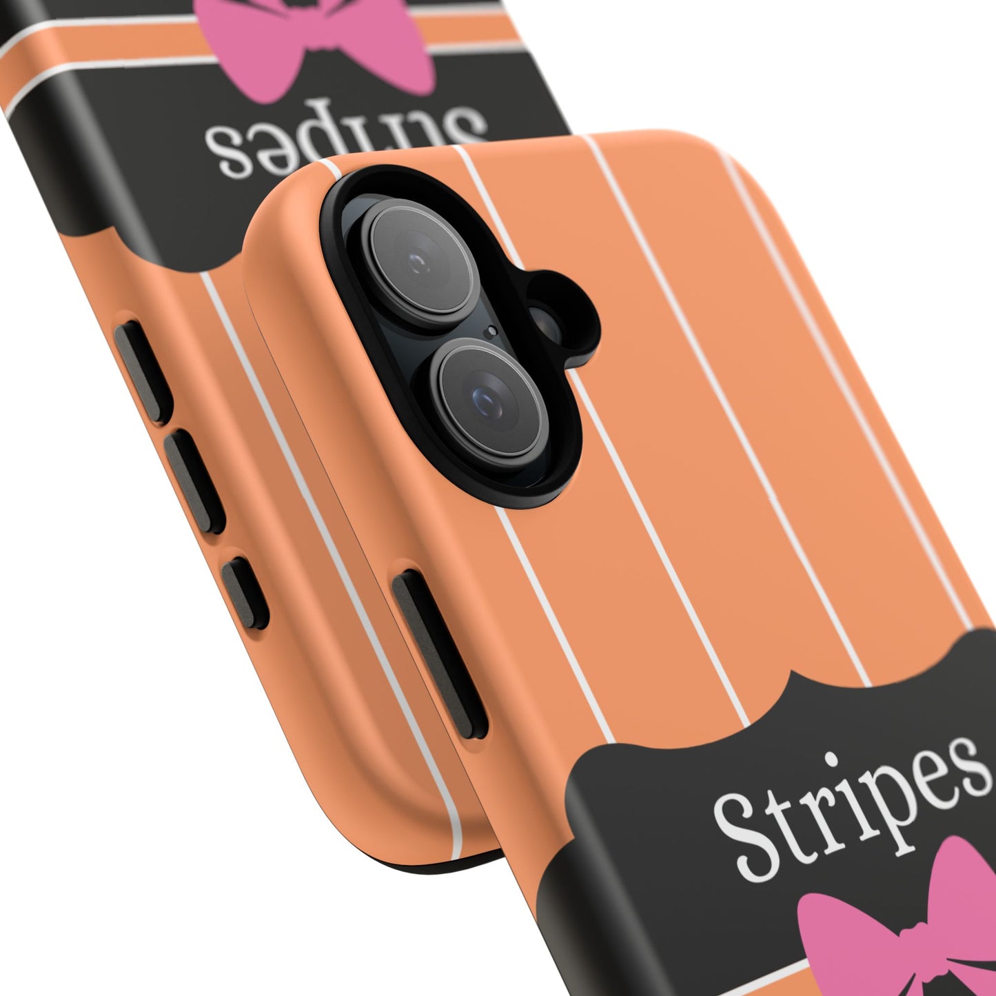 Phone Case iPhone 16/15/14 - Orange/White Stripes & Swipes Tough Case