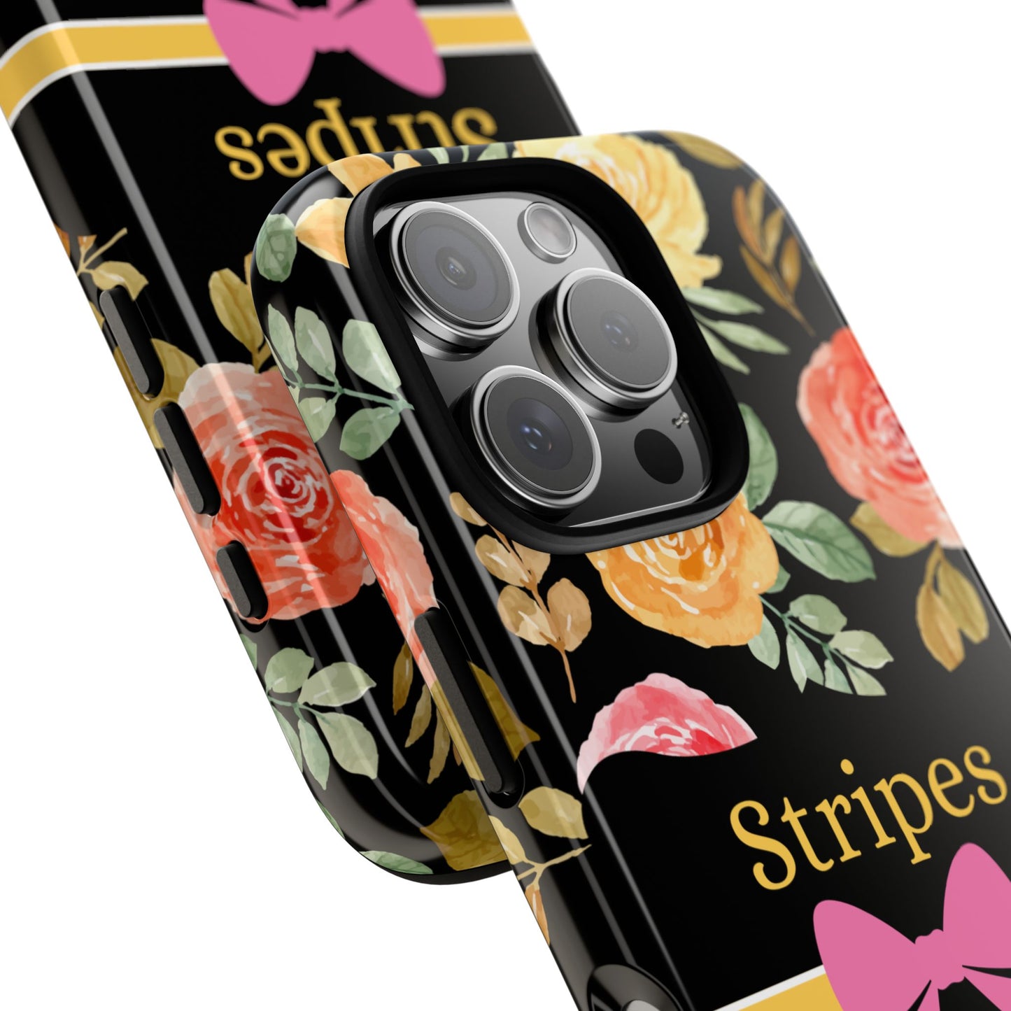 Phone Case iPhone 16/15/14 - Flowers Stripes & Swipes Tough Case