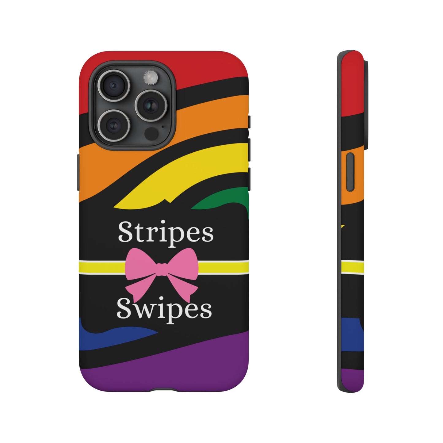 Phone Case iPhone 16/15/14 - Wavy Vivid Stripes & Swipes Tough Case