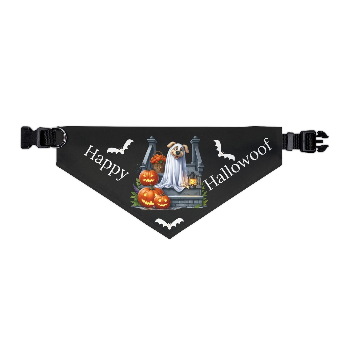 Happy "Hallowoof" - EXTRA LARGE Pet Bandana Collar BLACK 01