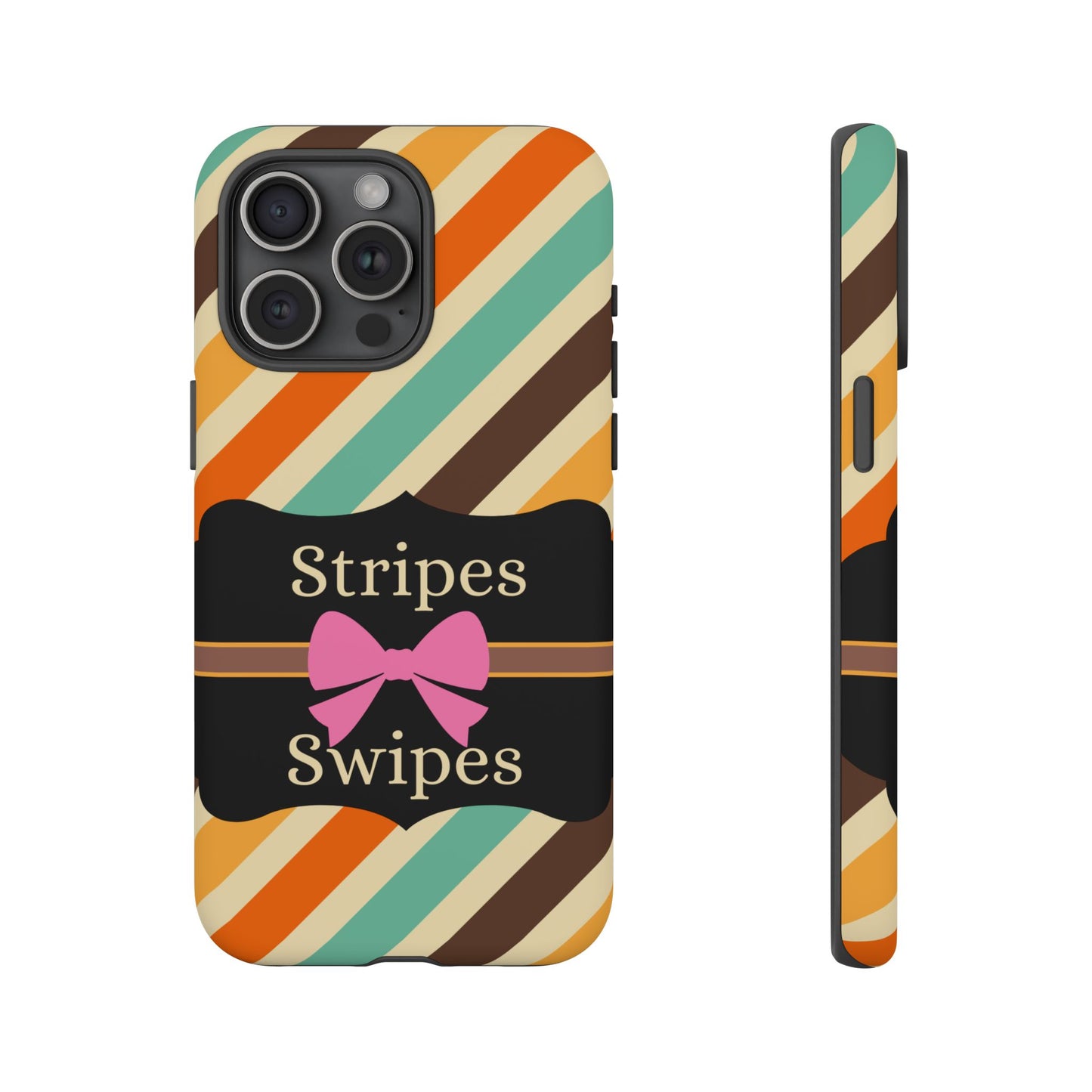 Phone Case iPhone 16/15/14 - Diagonal Retro Stripes & Swipes Tough Case