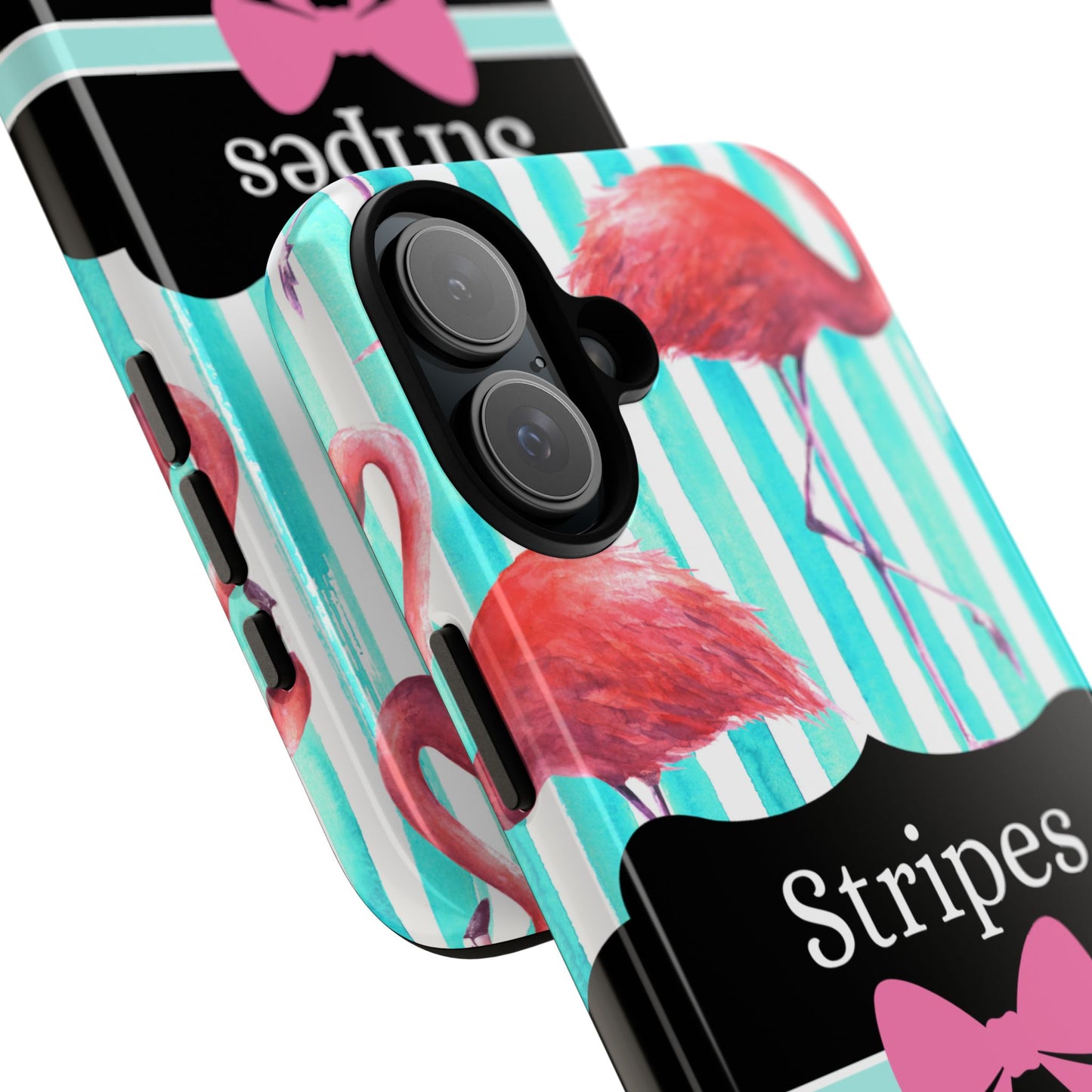 Phone Case iPhone 16/15/14 - Flamingo Stripes & Swipes Tough Case