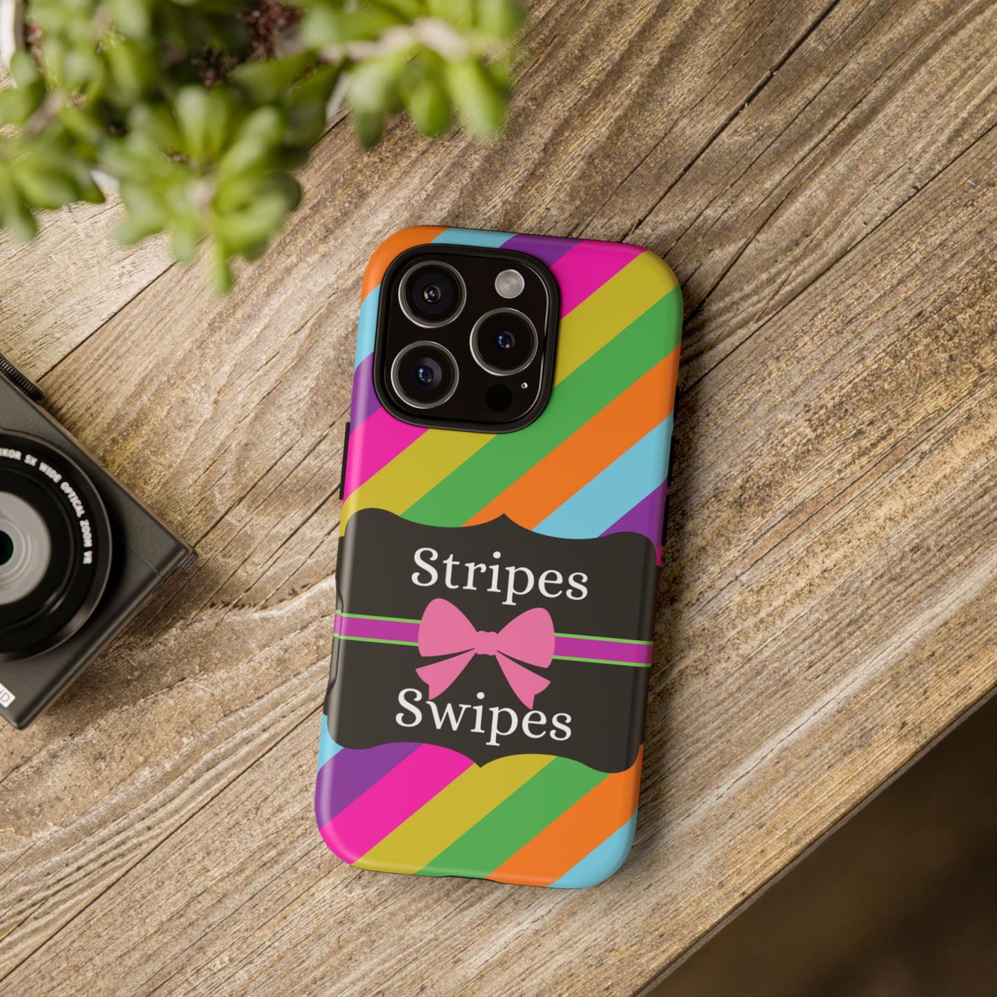 Phone Case iPhone 16/15/14 - Diagonal Vivid Stripes & Swipes Tough Case