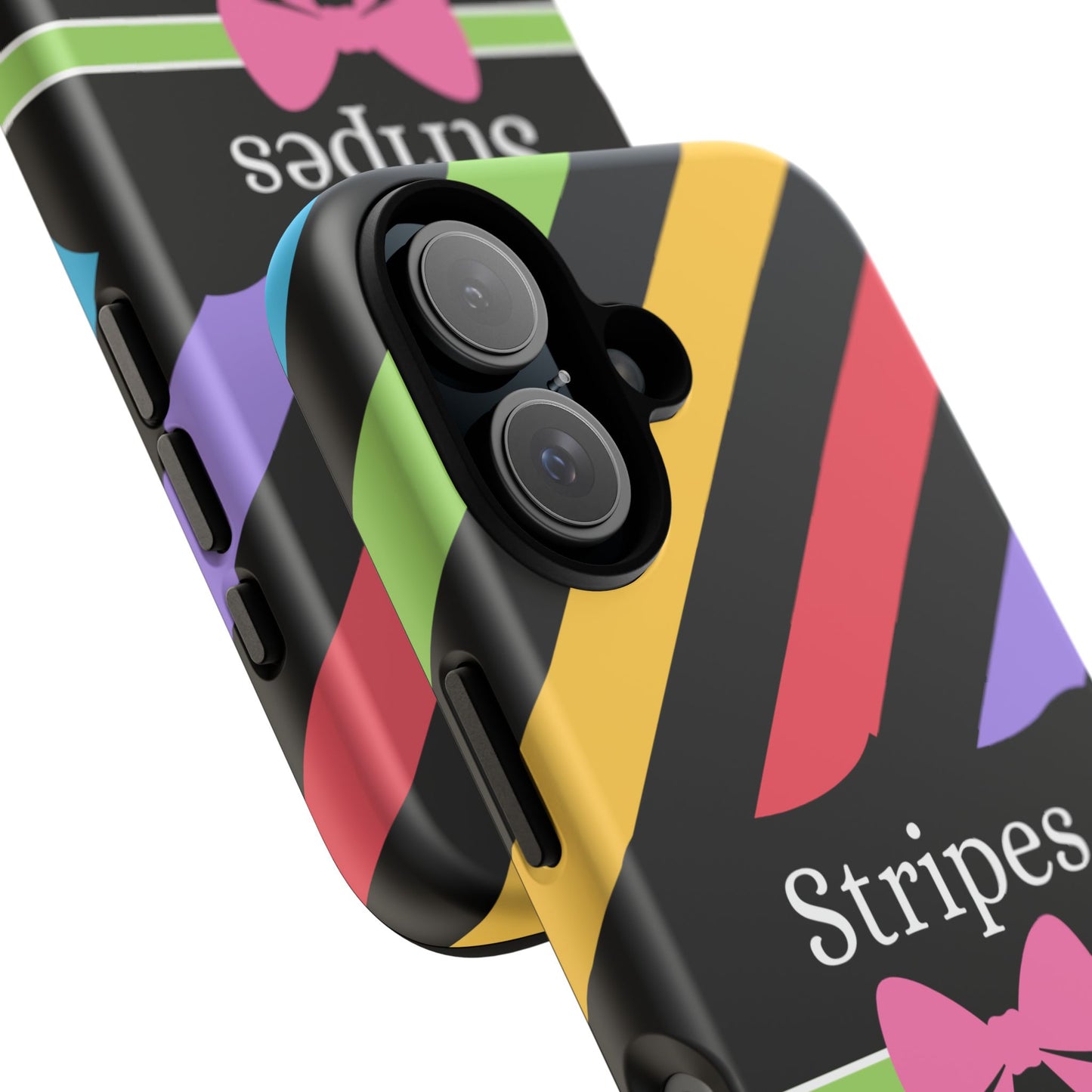 Phone Case iPhone 16/15/14 - Diagonal Vivid Black Stripes & Swipes Tough Case