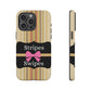 Phone Case iPhone 16/15/14 - Beige/Micro Stripes & Swipes Tough Case