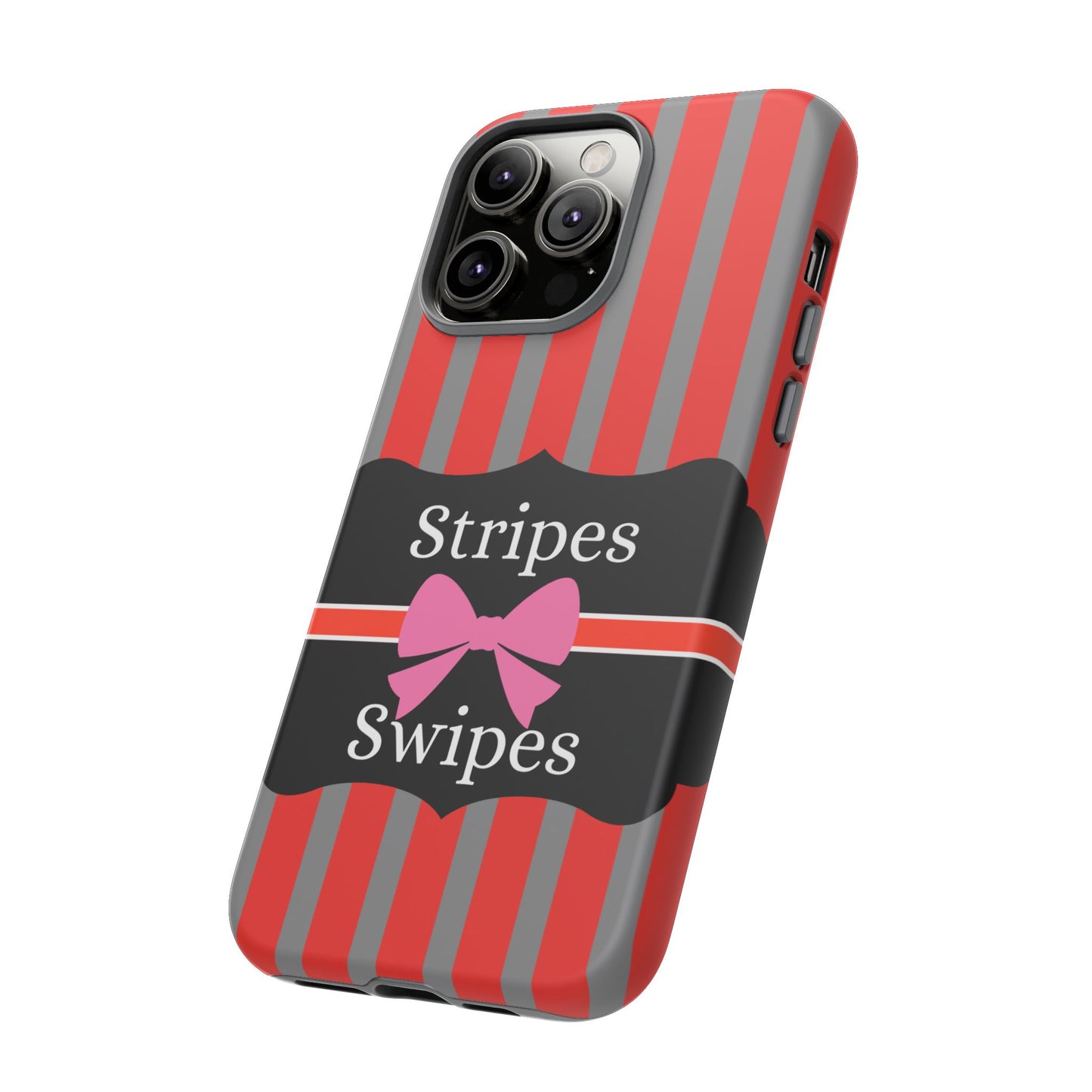 Phone Case iPhone 16/15/14 - Red/Gray Stripes & Swipes Tough Case