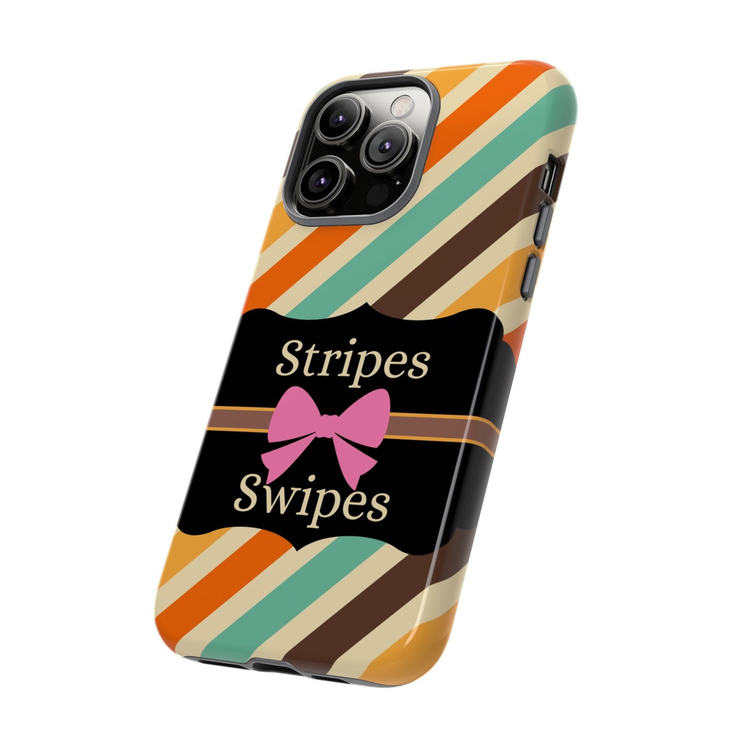 Phone Case iPhone 16/15/14 - Diagonal Retro Stripes & Swipes Tough Case