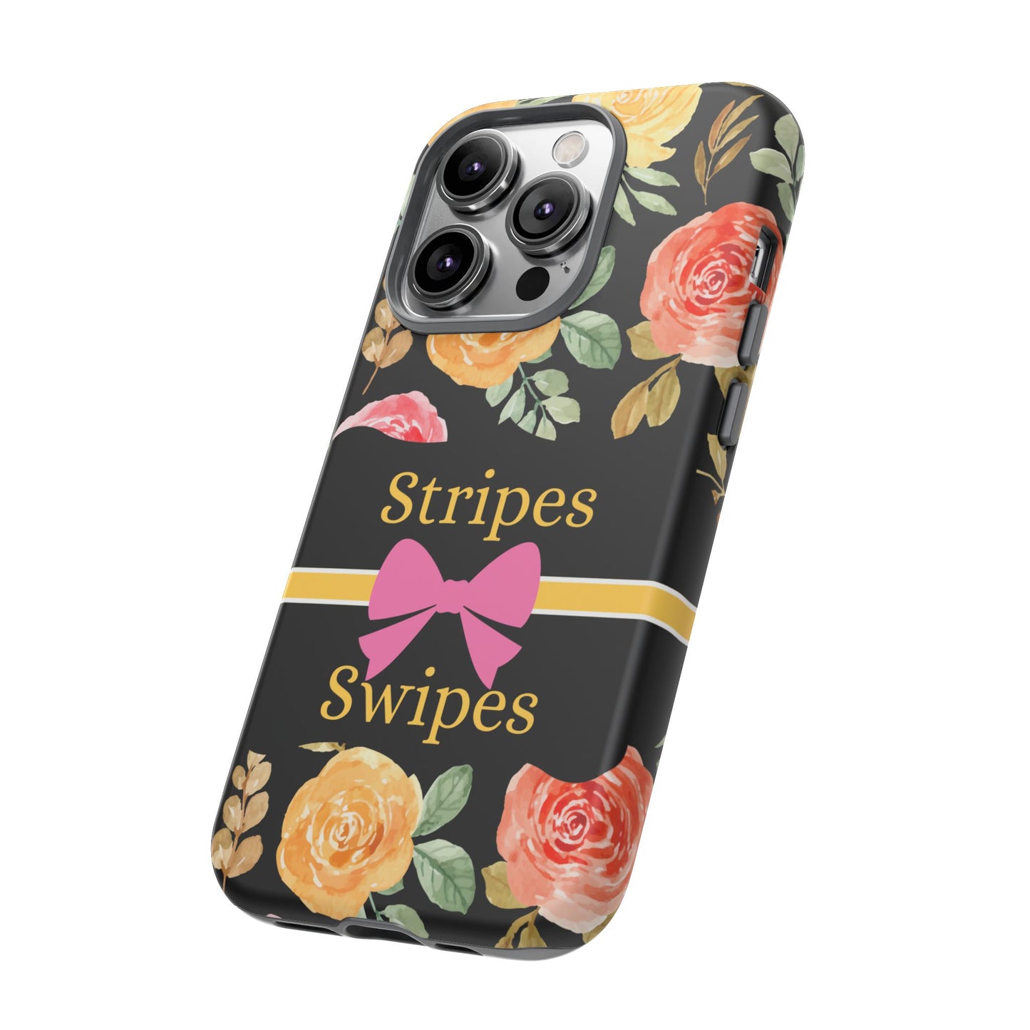 Phone Case iPhone 16/15/14 - Flowers Stripes & Swipes Tough Case