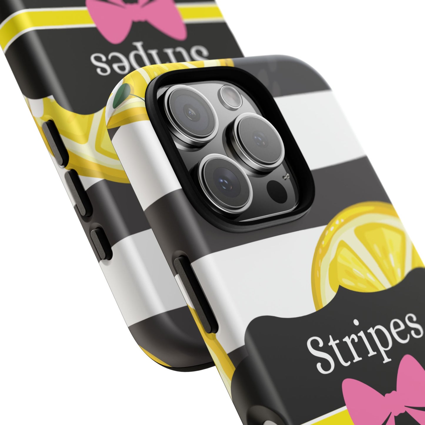 Phone Case iPhone 16/15/14 - Lemony Stripes & Swipes Tough Case