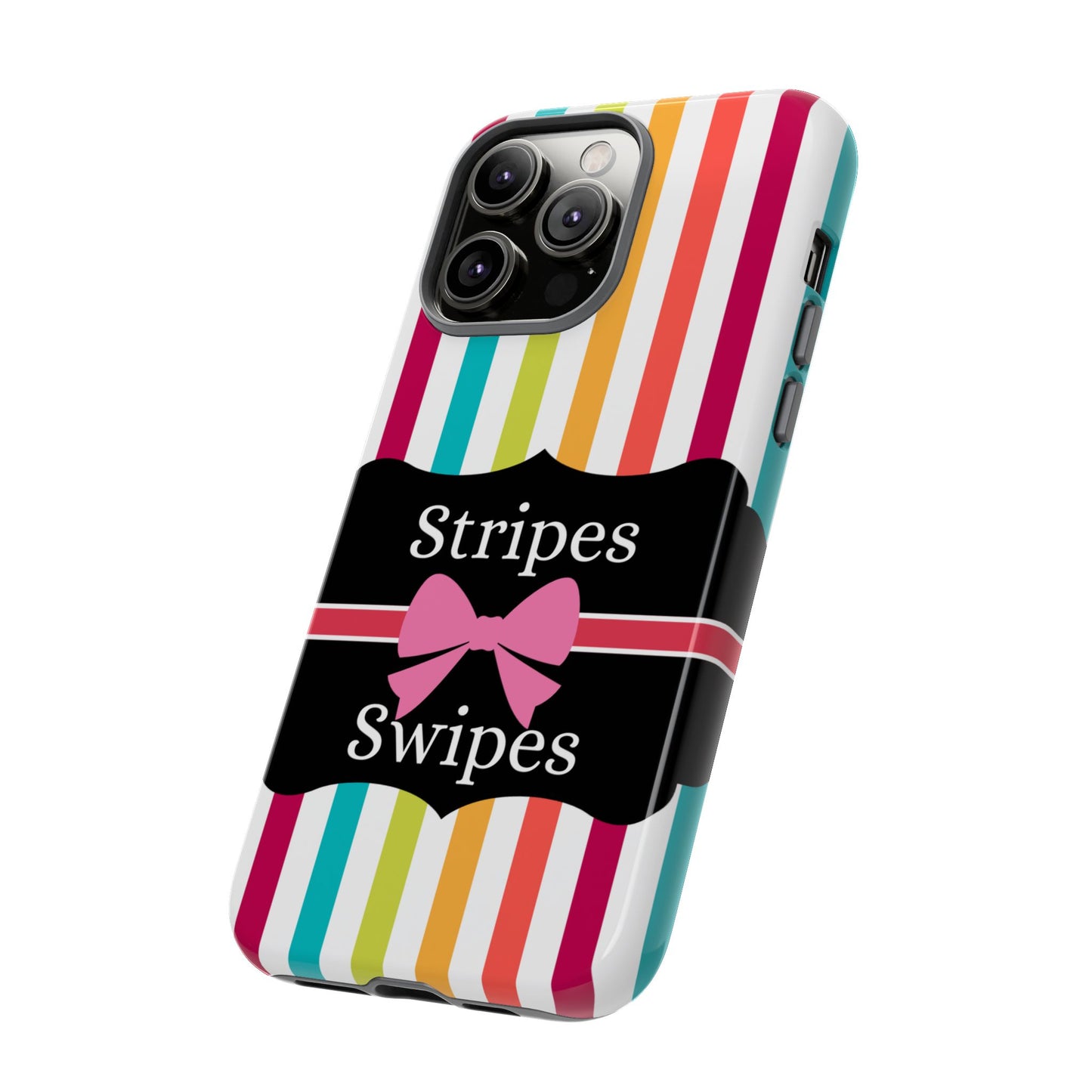 Phone Case iPhone 16/15/14 - Lollipop Stripes & Swipes Tough Case