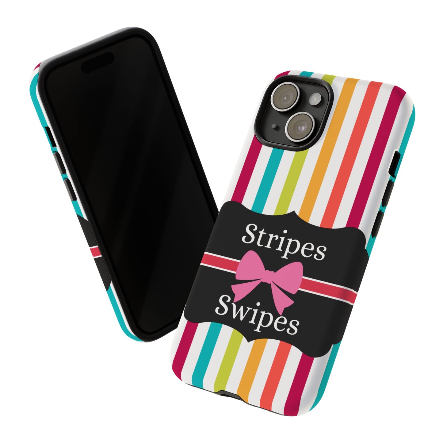 Phone Case iPhone 16/15/14 - Lollipop Stripes & Swipes Tough Case