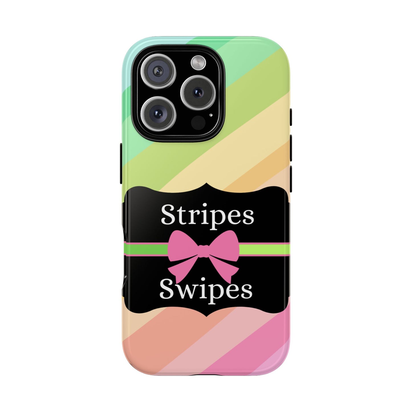 Phone Case iPhone 16/15/14 - Diagonal Pastel Stripes & Swipes Tough Case