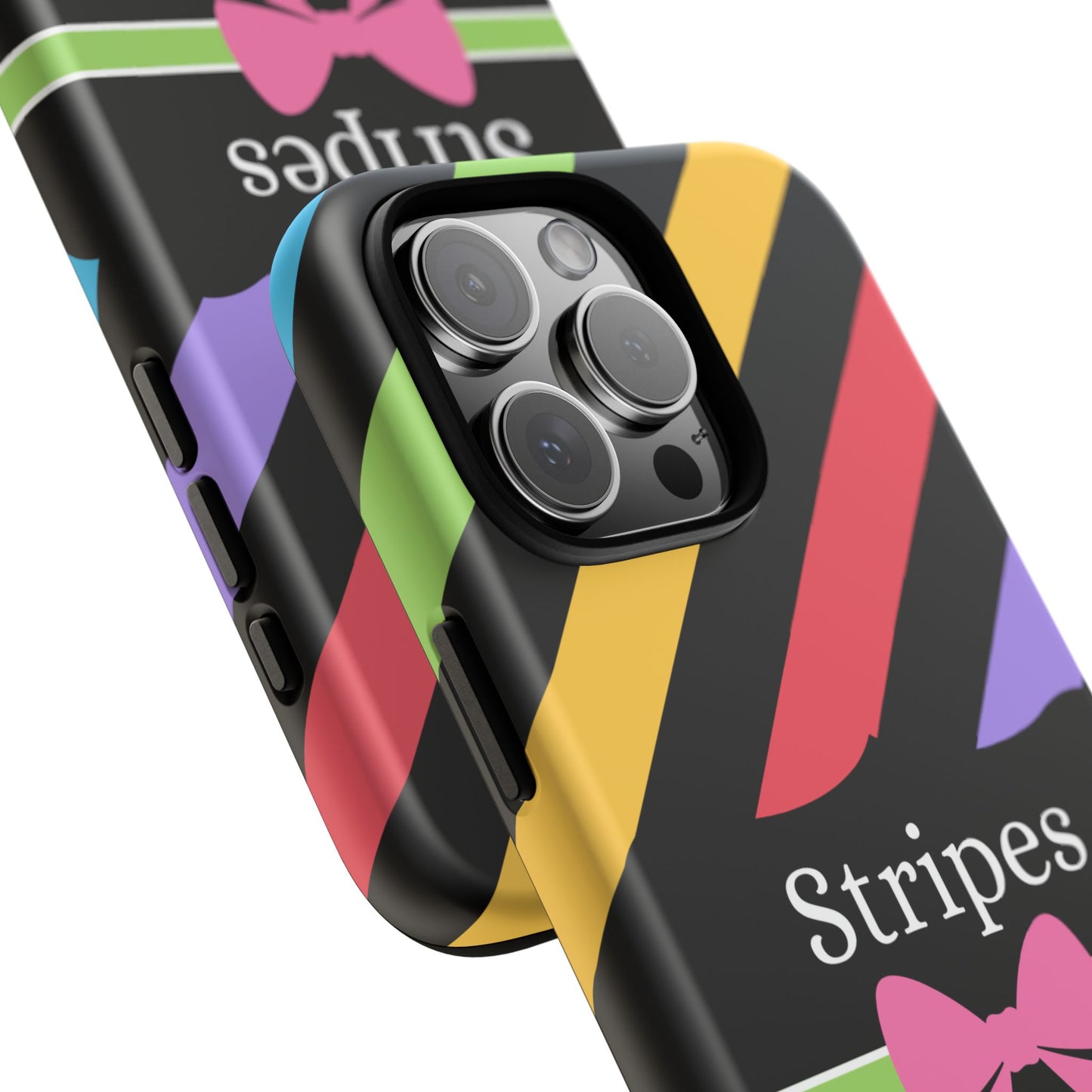 Phone Case iPhone 16/15/14 - Diagonal Vivid Black Stripes & Swipes Tough Case