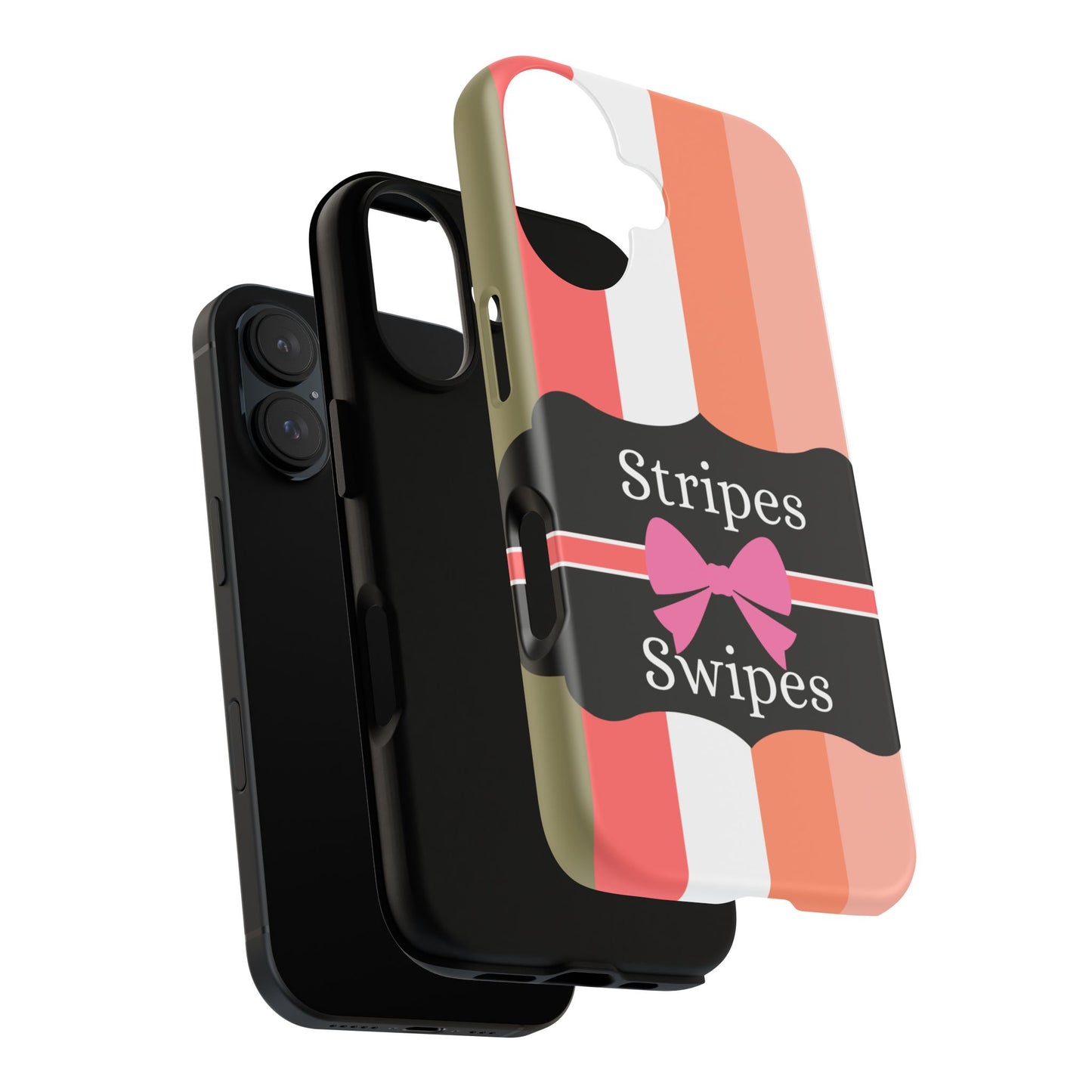 Phone Case iPhone 16/15/14 - Peachy Stripes & Swipes Tough Case