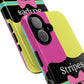 Phone Case iPhone 16/15/14 - Pink/Yellow Stripes & Swipes Tough Case