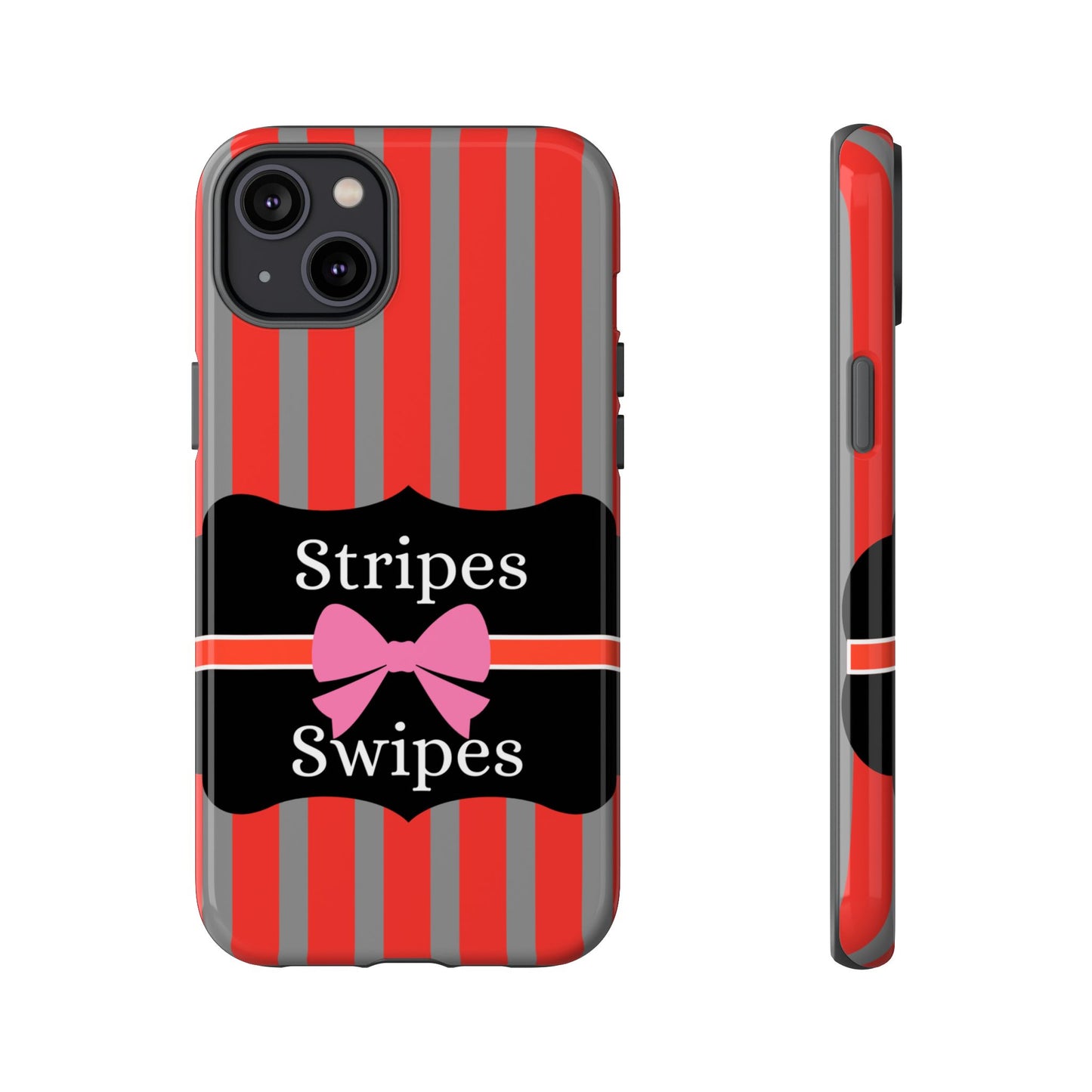 Phone Case iPhone 16/15/14 - Red/Gray Stripes & Swipes Tough Case