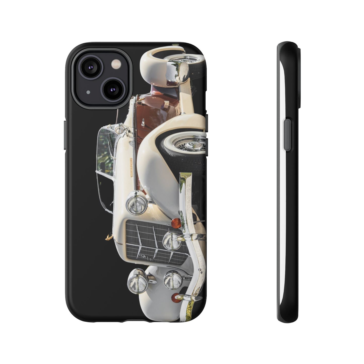 Phone Case iPhone 16/15/14 - Beige Vintage Car Tough Case