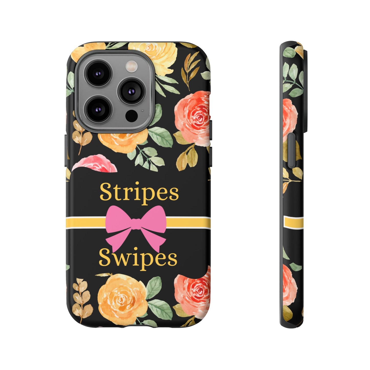 Phone Case iPhone 16/15/14 - Flowers Stripes & Swipes Tough Case