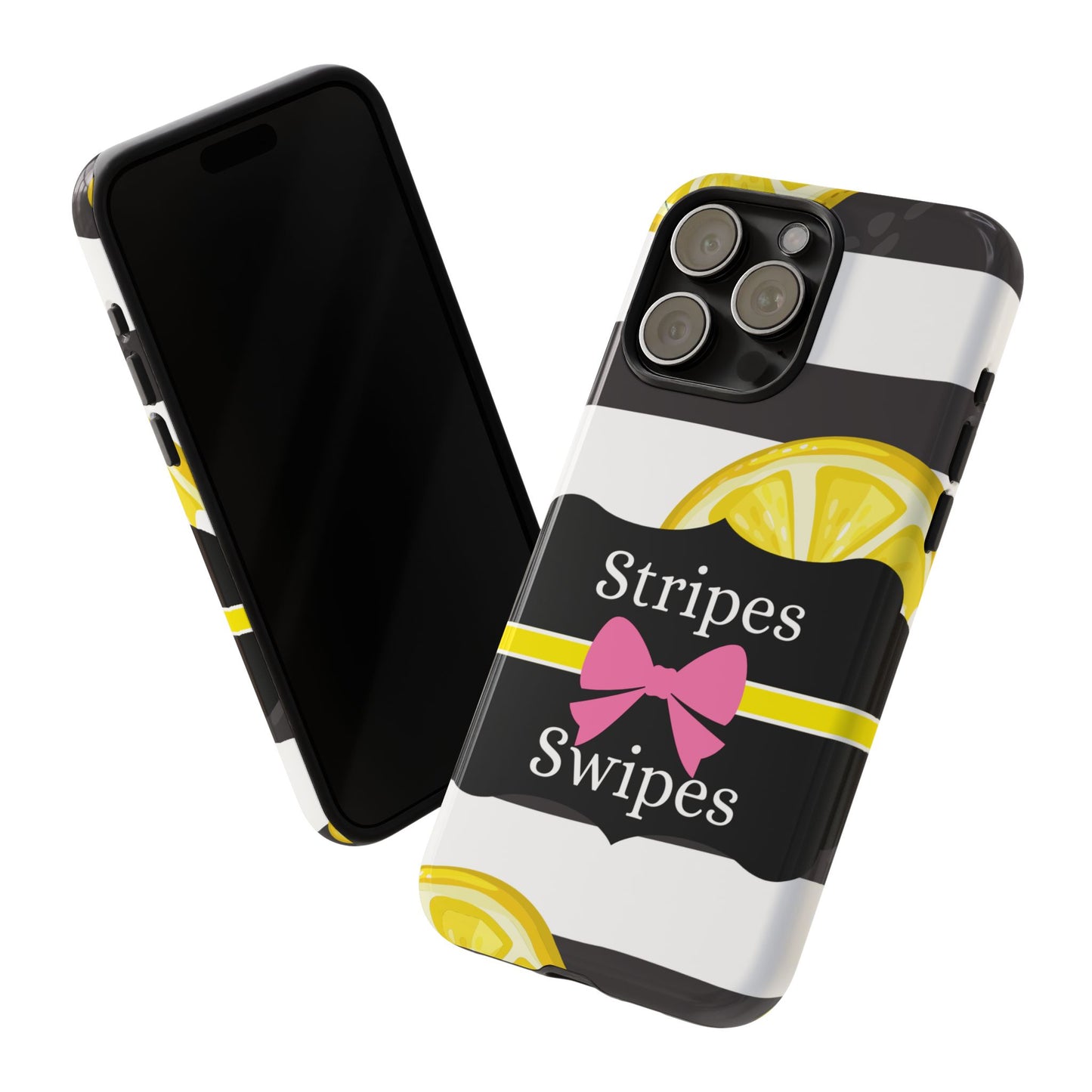 Phone Case iPhone 16/15/14 - Lemony Stripes & Swipes Tough Case