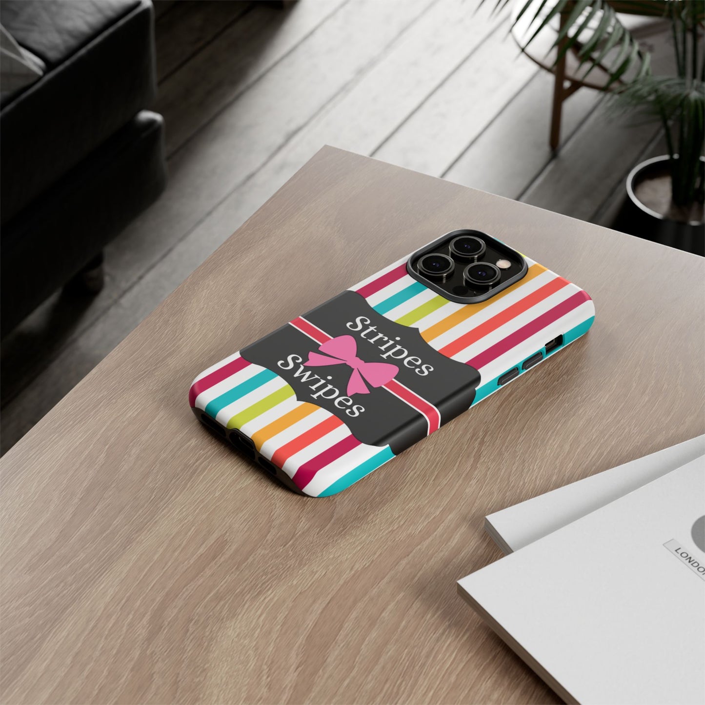 Phone Case iPhone 16/15/14 - Lollipop Stripes & Swipes Tough Case