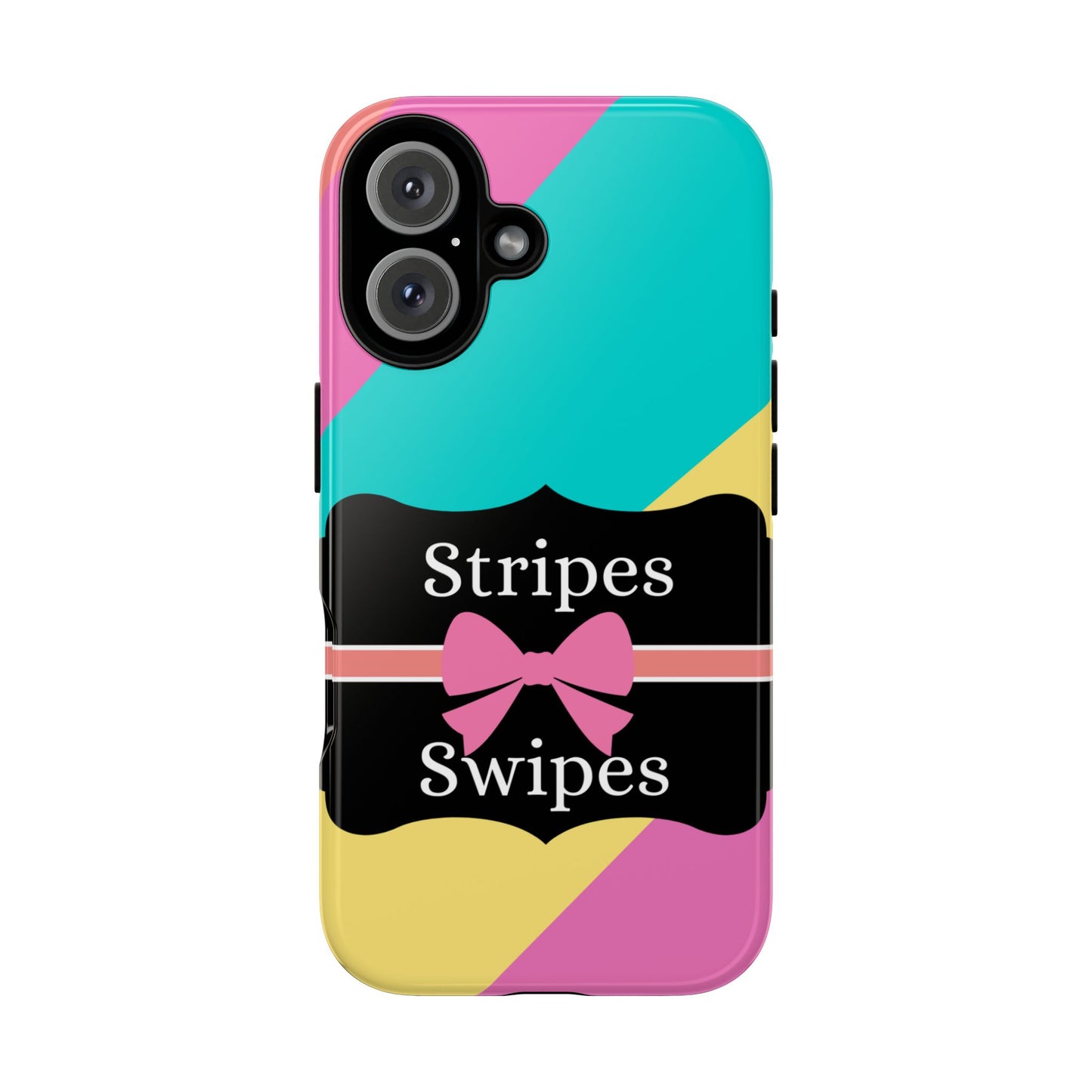 Phone Case iPhone 16/15/14 - Cotton Candy Stripes & Swipes Tough Case