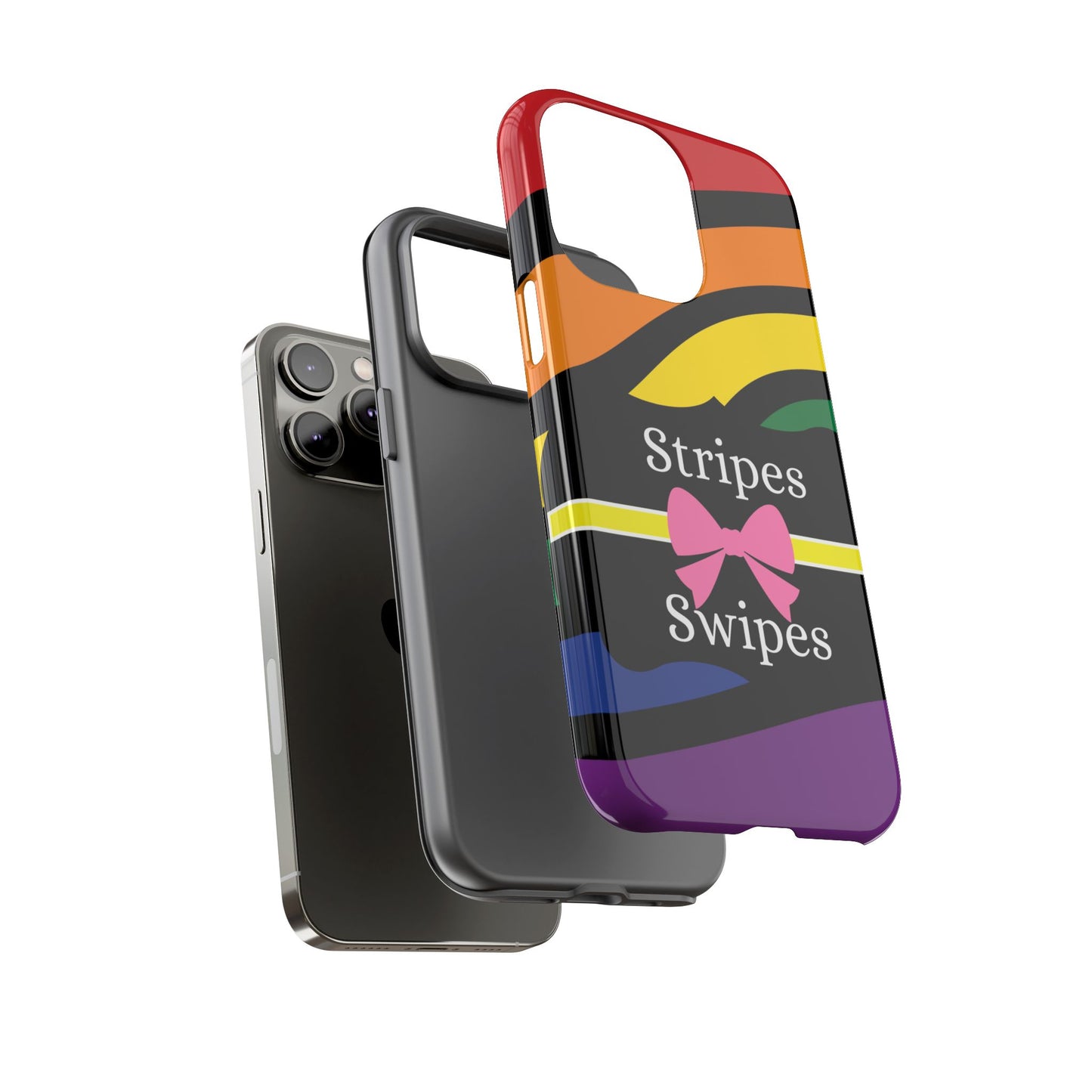 Phone Case iPhone 16/15/14 - Wavy Vivid Stripes & Swipes Tough Case