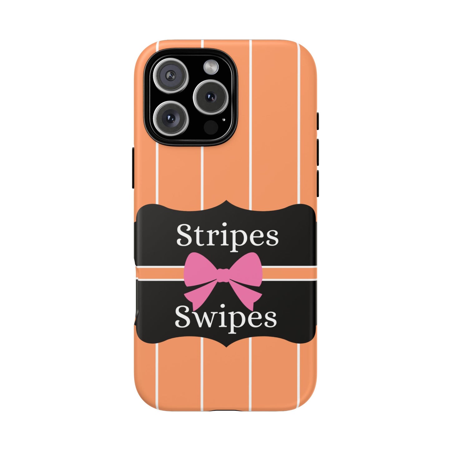 Phone Case iPhone 16/15/14 - Orange/White Stripes & Swipes Tough Case