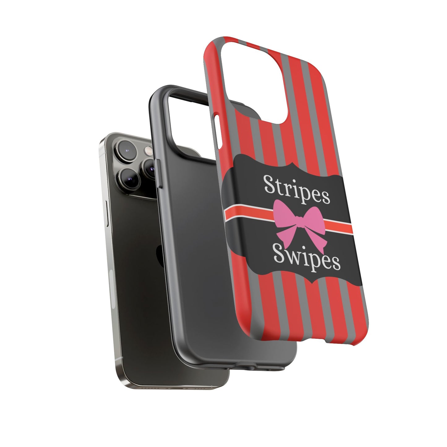 Phone Case iPhone 16/15/14 - Red/Gray Stripes & Swipes Tough Case