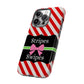 Phone Case iPhone 16/15/14 - Diagonal Red/White Stripes & Swipes Tough Case