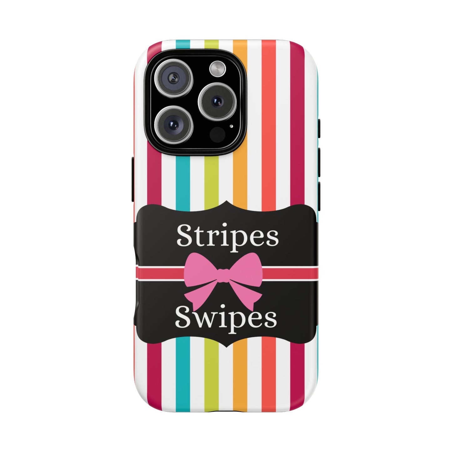 Phone Case iPhone 16/15/14 - Lollipop Stripes & Swipes Tough Case