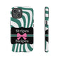 Phone Case iPhone 16/15/14 - Wavy Green/White Stripes & Swipes Tough Case