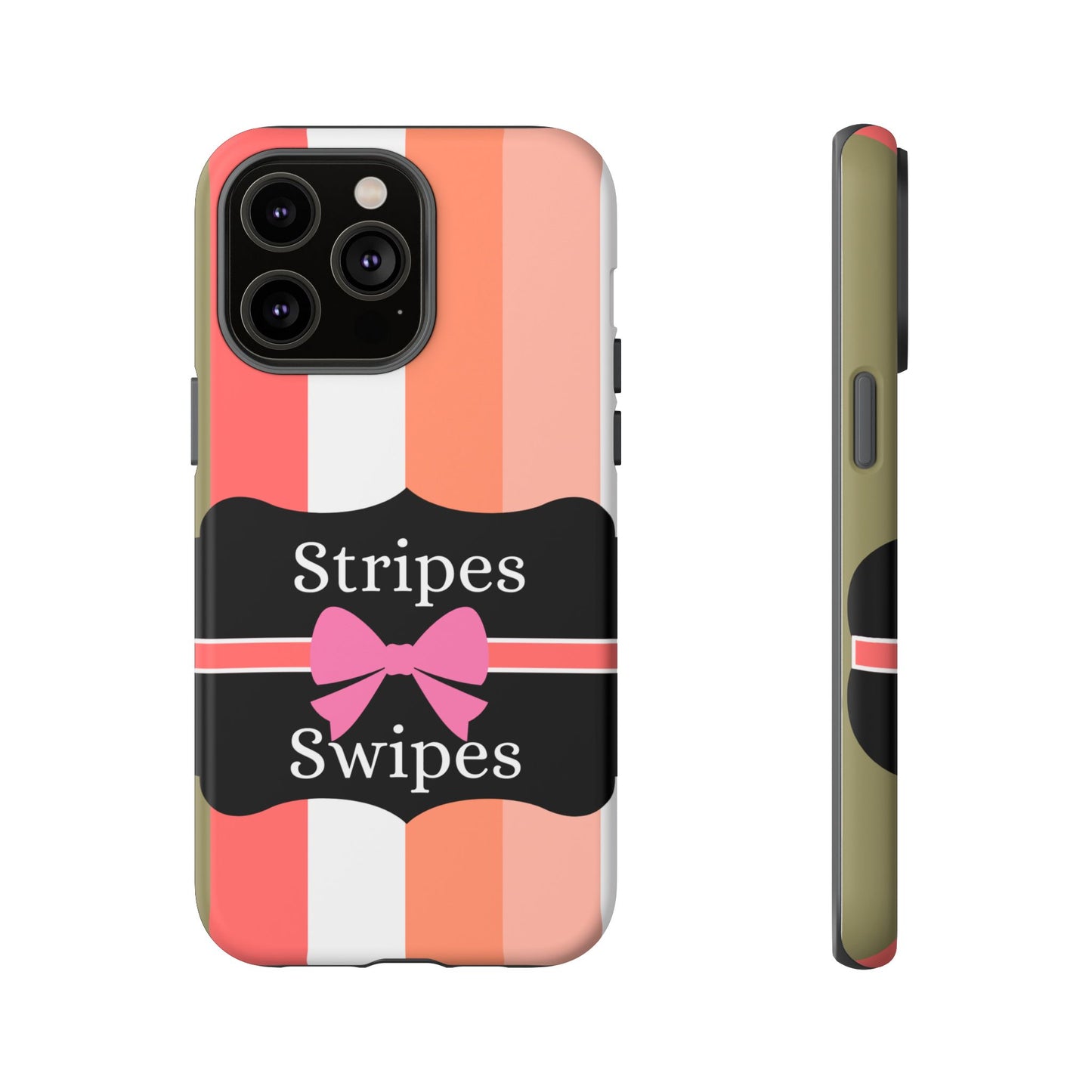 Phone Case iPhone 16/15/14 - Peachy Stripes & Swipes Tough Case