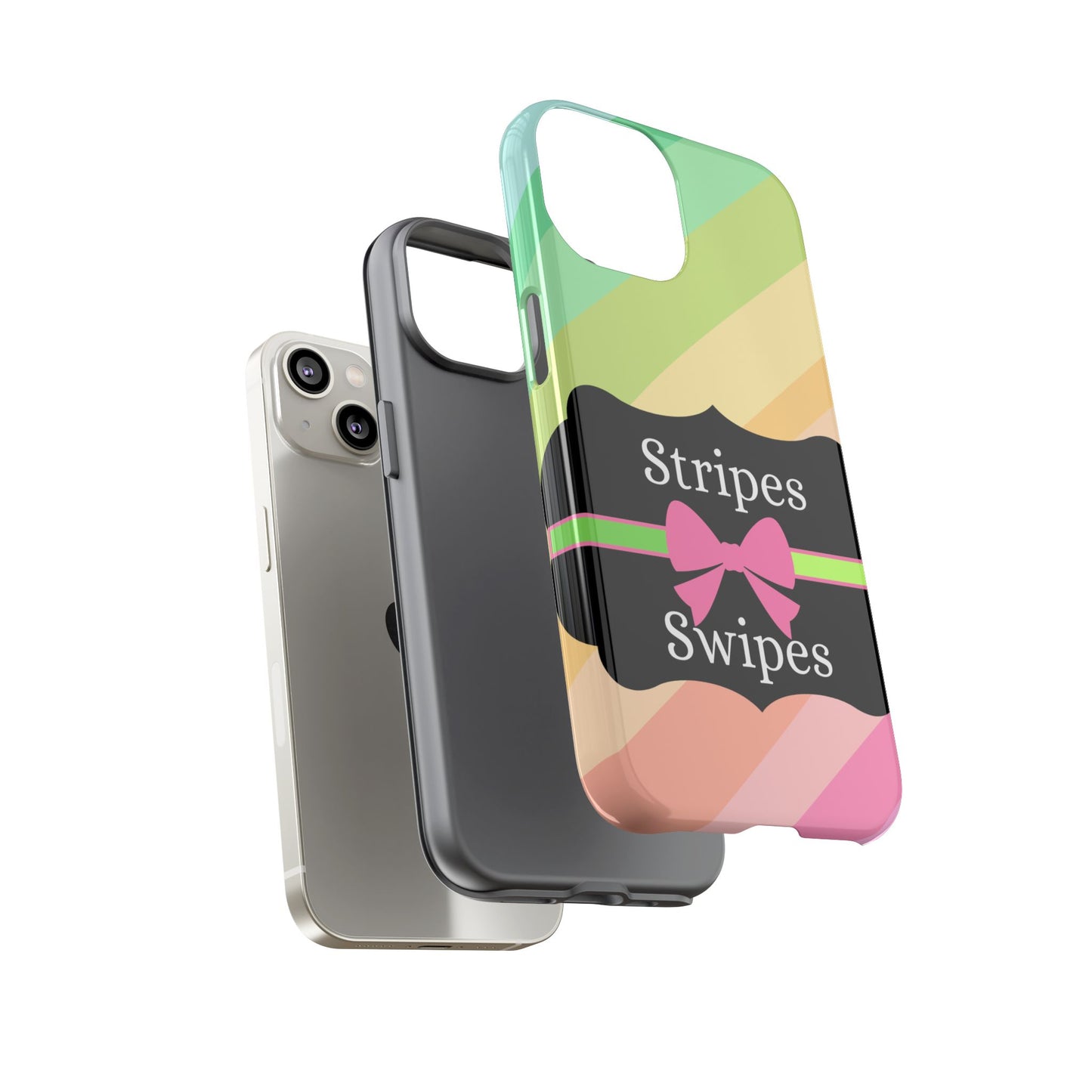 Phone Case iPhone 16/15/14 - Diagonal Pastel Stripes & Swipes Tough Case