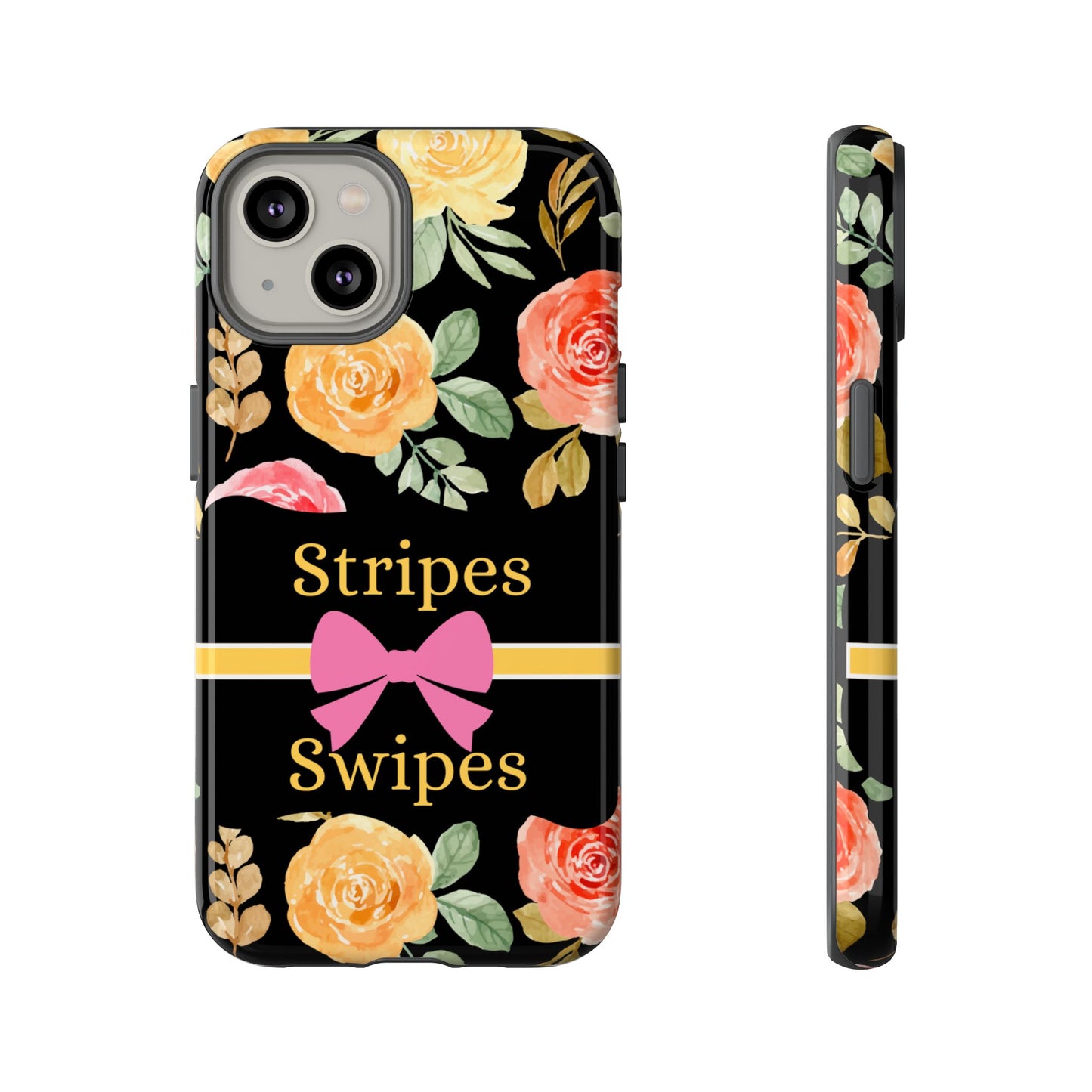 Phone Case iPhone 16/15/14 - Flowers Stripes & Swipes Tough Case