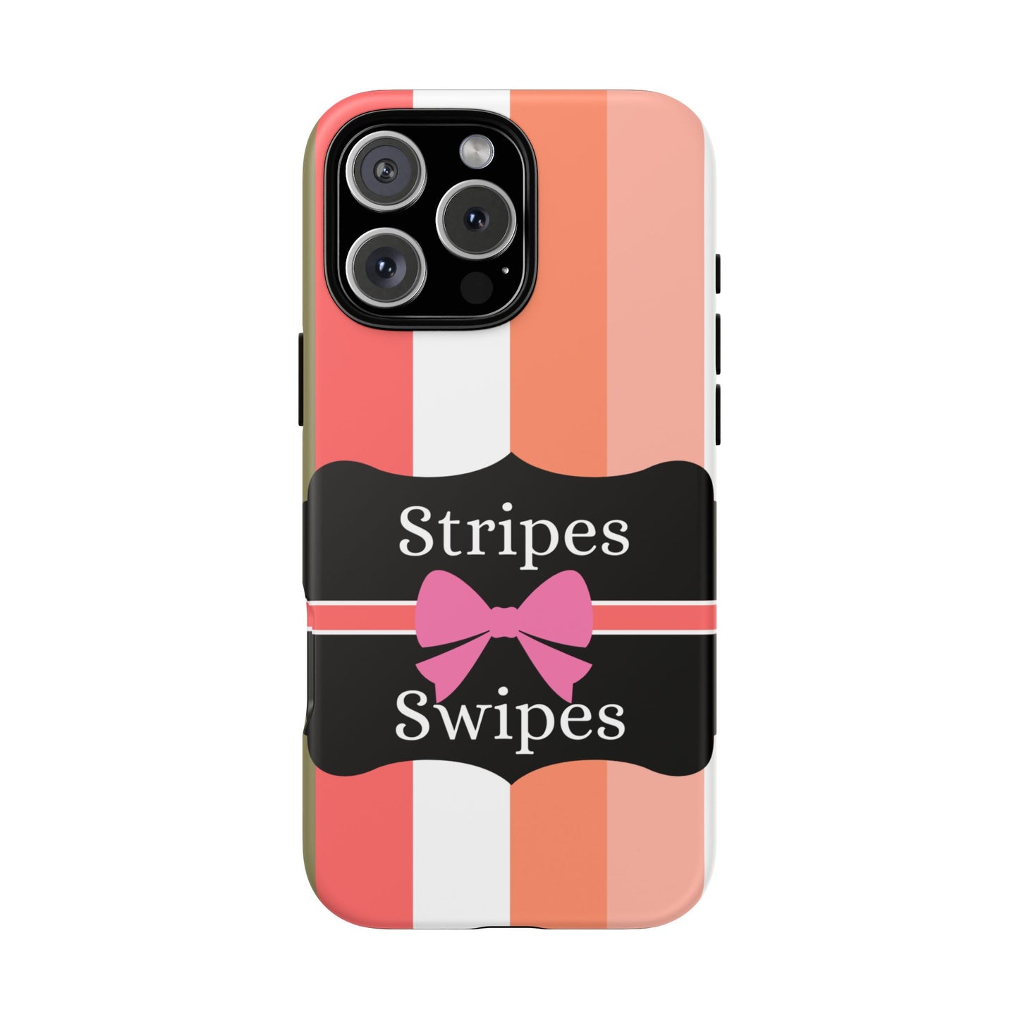 Phone Case iPhone 16/15/14 - Peachy Stripes & Swipes Tough Case