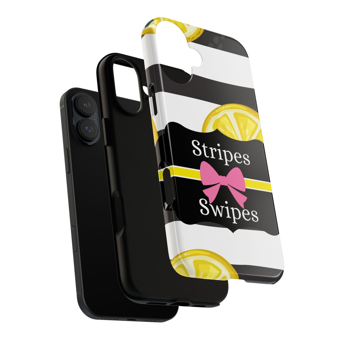 Phone Case iPhone 16/15/14 - Lemony Stripes & Swipes Tough Case