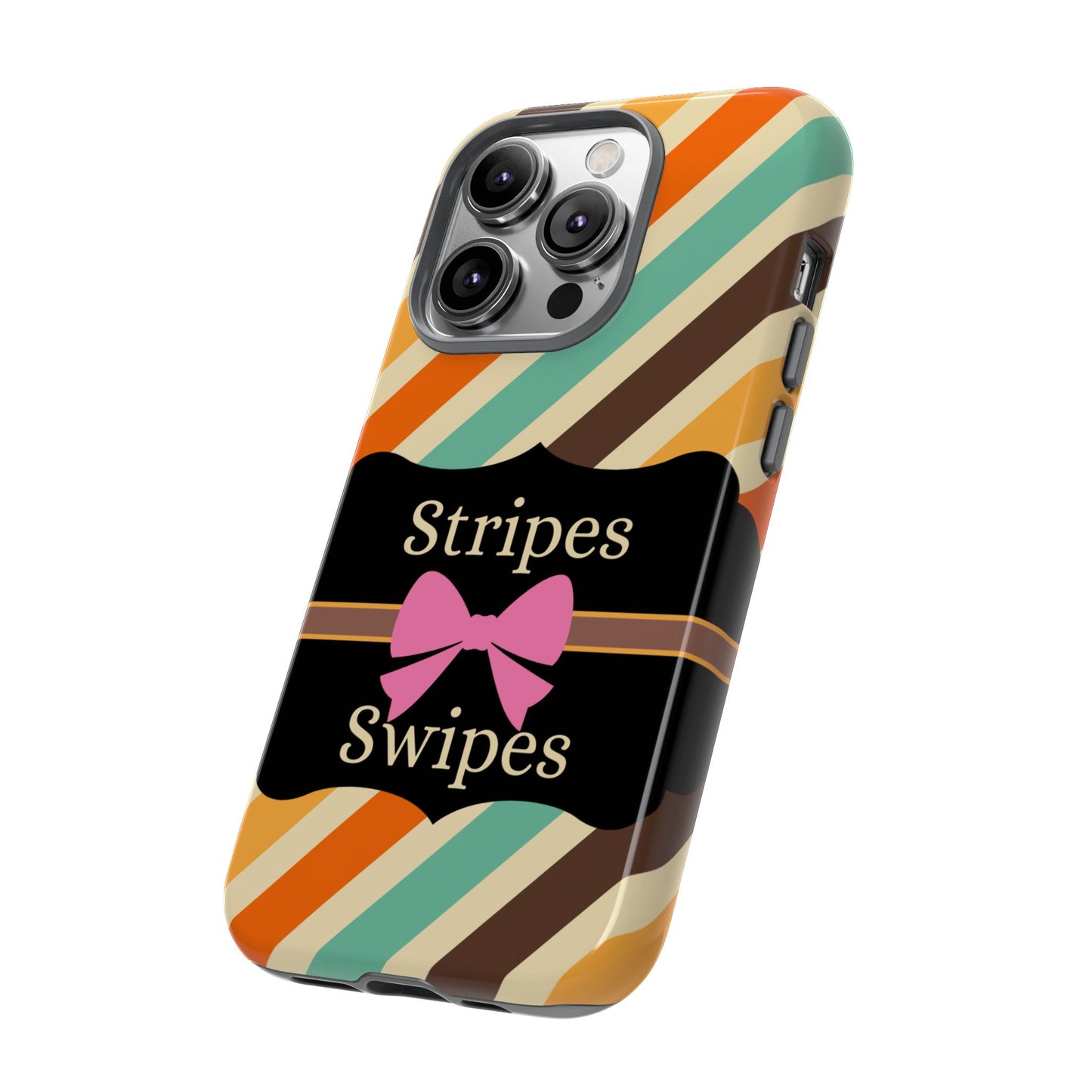 Phone Case iPhone 16/15/14 - Diagonal Retro Stripes & Swipes Tough Case