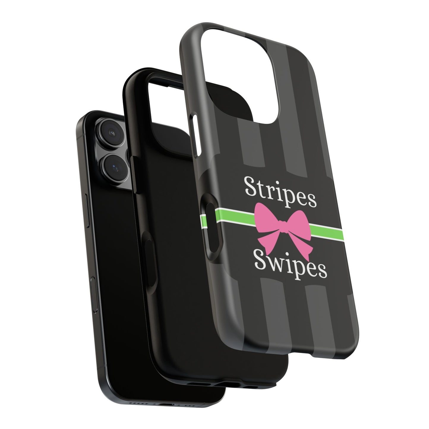 Phone Case iPhone 16/15/14 - Gray/Pink Stripes & Swipes Tough Case