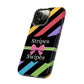 Phone Case iPhone 16/15/14 - Diagonal Vivid Black Stripes & Swipes Tough Case