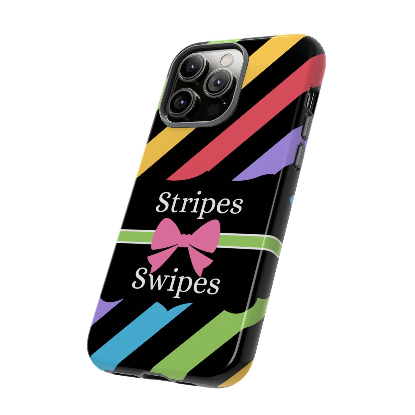 Phone Case iPhone 16/15/14 - Diagonal Vivid Black Stripes & Swipes Tough Case