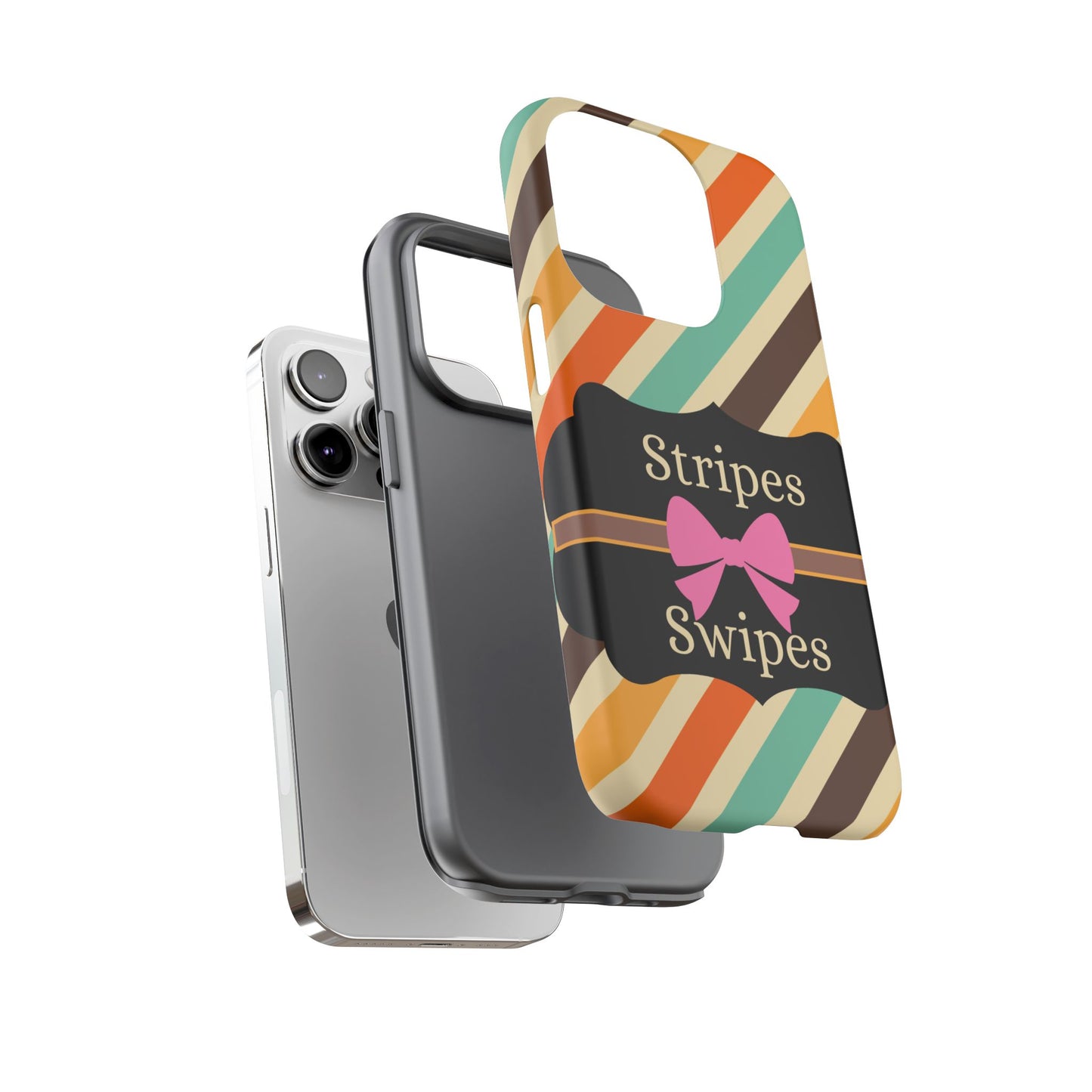 Phone Case iPhone 16/15/14 - Diagonal Retro Stripes & Swipes Tough Case