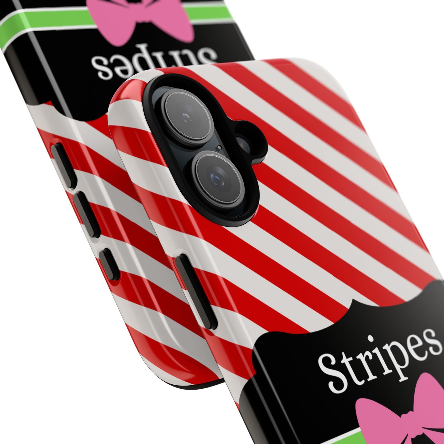 Phone Case iPhone 16/15/14 - Diagonal Red/White Stripes & Swipes Tough Case